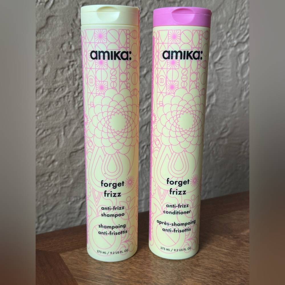 Amika Forget Frizz Anti-Frizz Shampoo and Conditioner 9.2 oz Duo / New Sealed